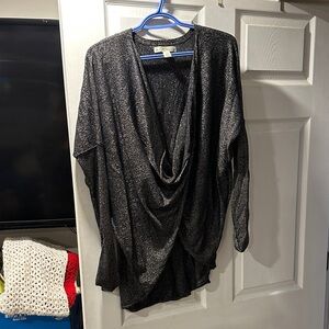 Kaisely Shimmering Black Cowl Neck Sweater